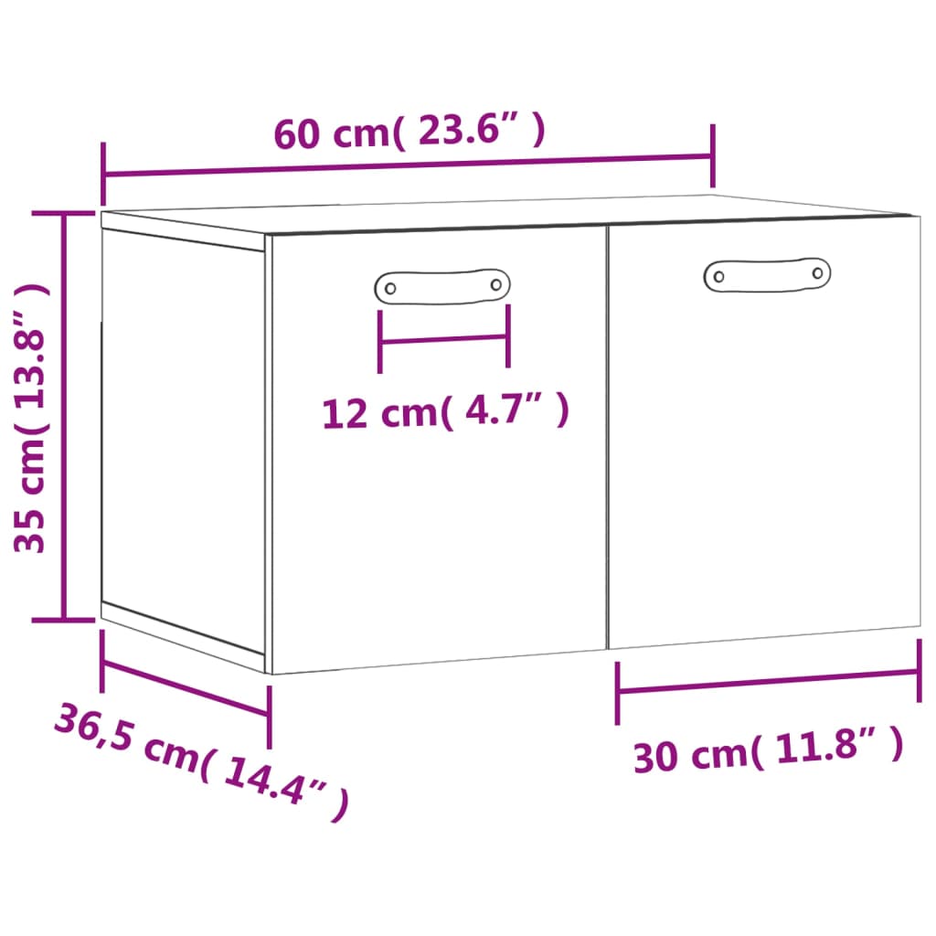 vidaXL Wandschrank Betongrau 60x36,5x35 cm Holzwerkstoff