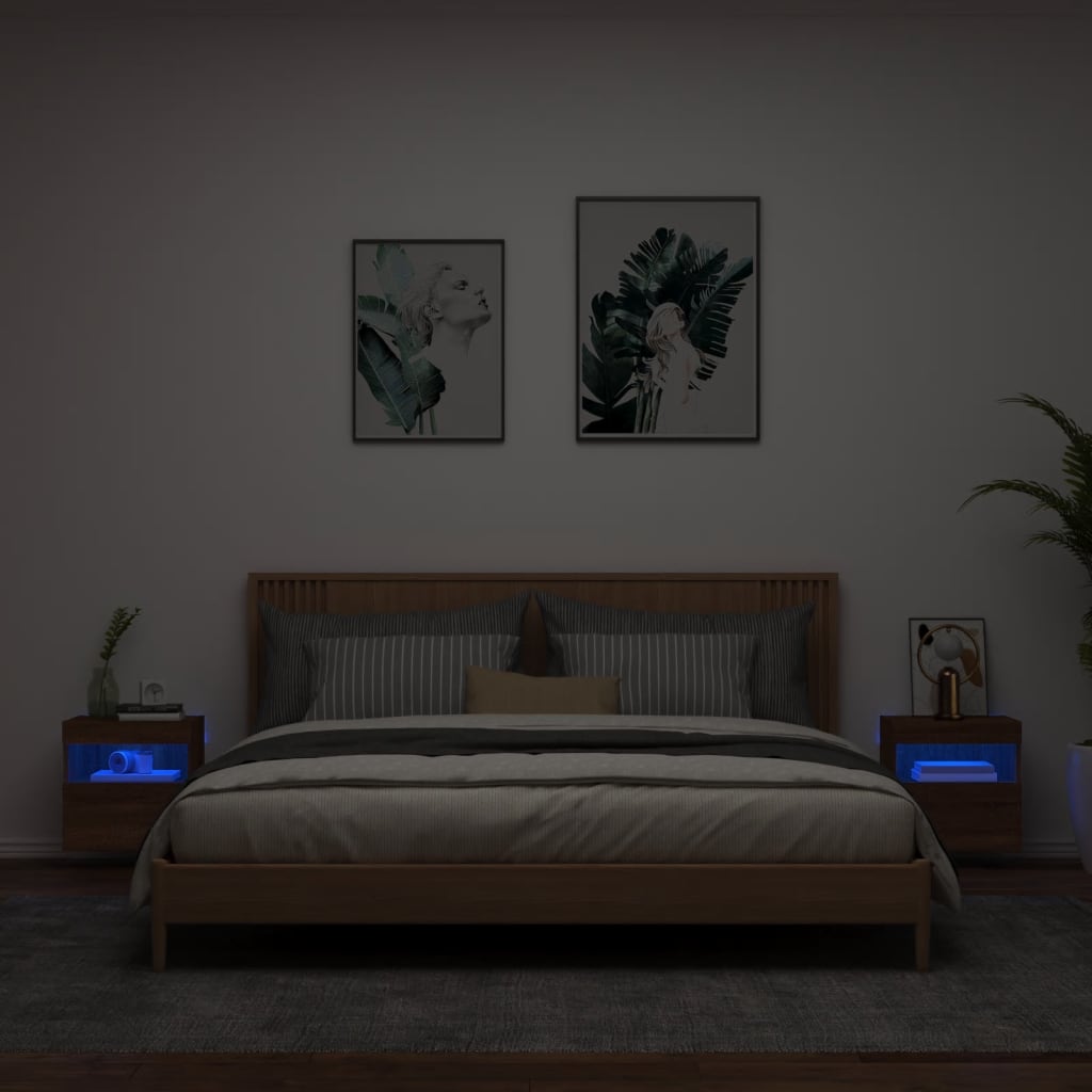 vidaXL TV-Wandschränke mit LED-Leuchten 2 Stk. Braun Eichen-Optik