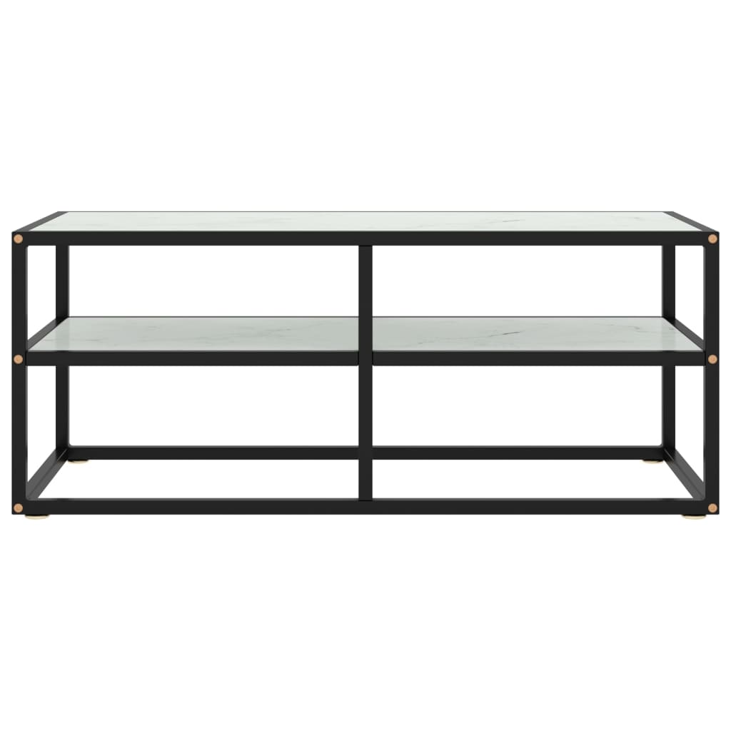 vidaXL TV-Schrank Schwarz mit Hartglas Marmor-Optik 100x40x40 cm