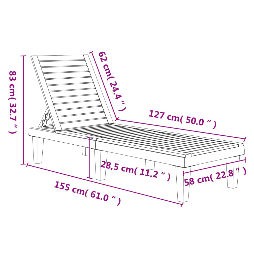 vidaXL Sonnenliegen 2 Stk. Hellbraun 155x58x83 cm Polypropylen