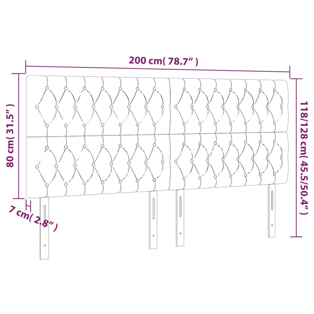 vidaXL LED Kopfteil Dunkelgrau 200x7x118/128 cm Stoff