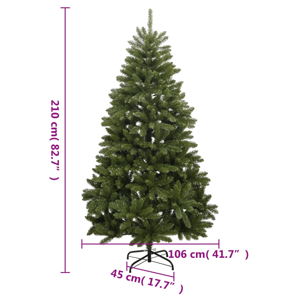 vidaXL Künstlicher Weihnachtsbaum Klappbar 300 LEDs & Kugeln 210 cm