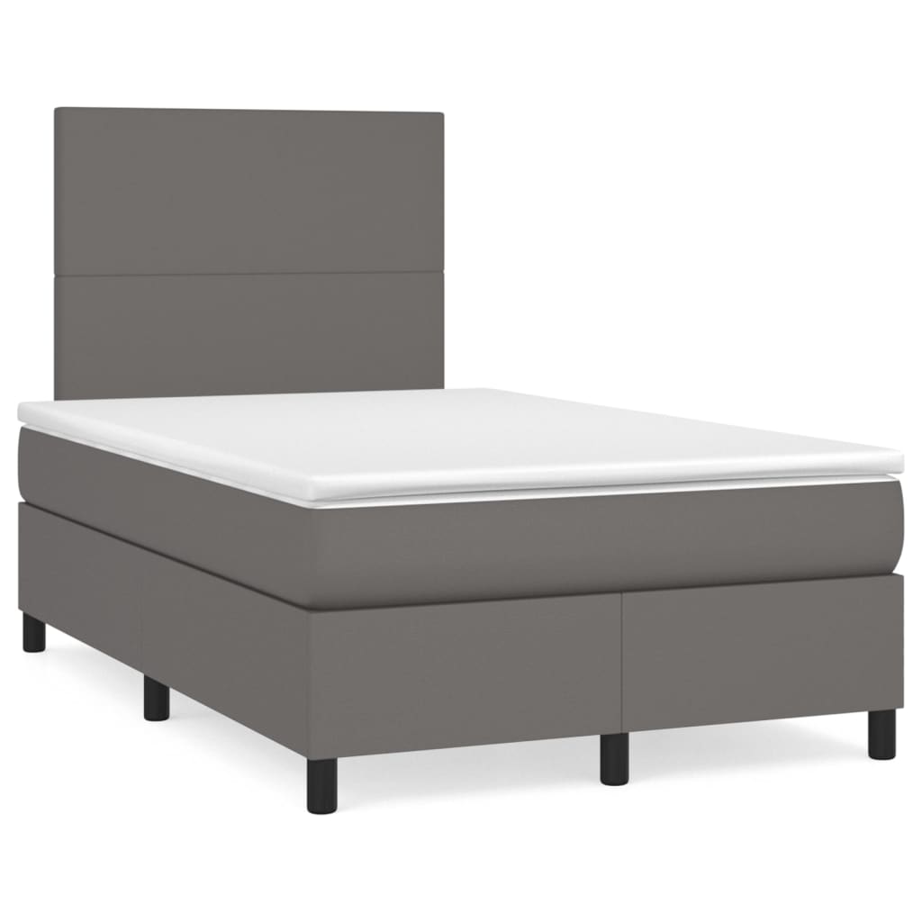 vidaXL Boxspringbett mit Matratze Grau 120x200 cm Kunstleder