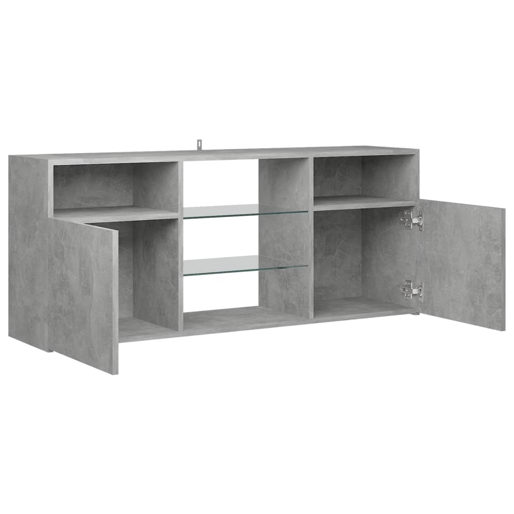 vidaXL TV-Schrank mit LED-Leuchten Betongrau 120x30x50 cm