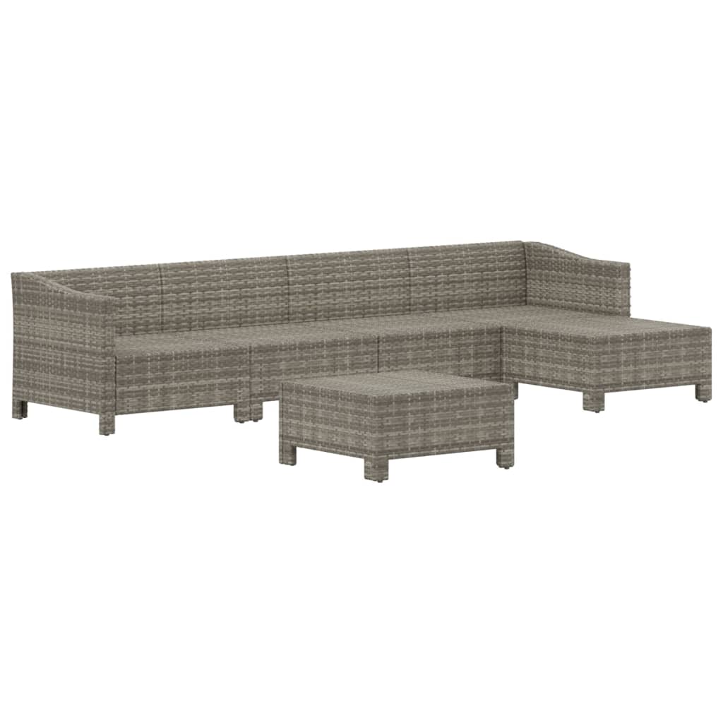 vidaXL 6-tlg. Garten-Lounge-Set mit Kissen Grau Poly Rattan