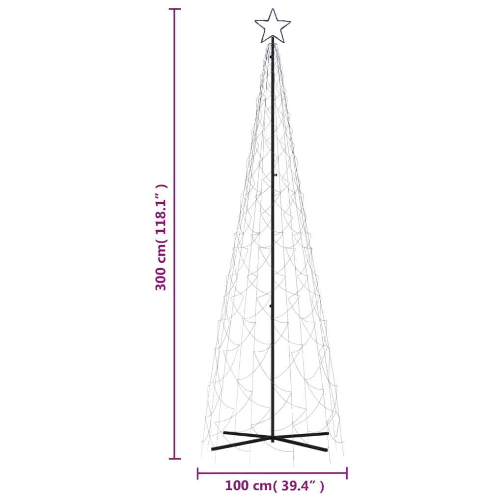 vidaXL LED-Weihnachtsbaum Kegelform Blau 500 LEDs 100x300 cm