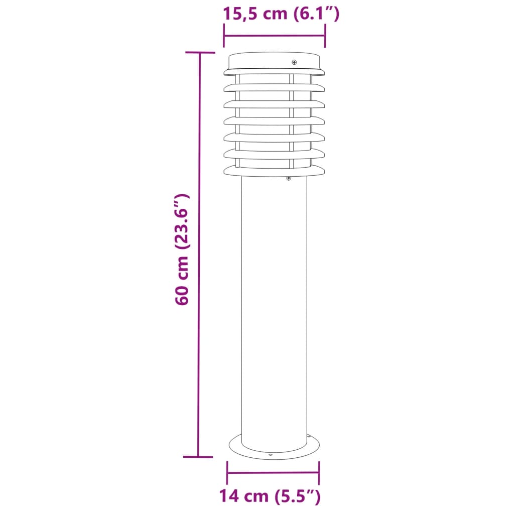 vidaXL Wegeleuchte Schwarz 60 cm Edelstahl