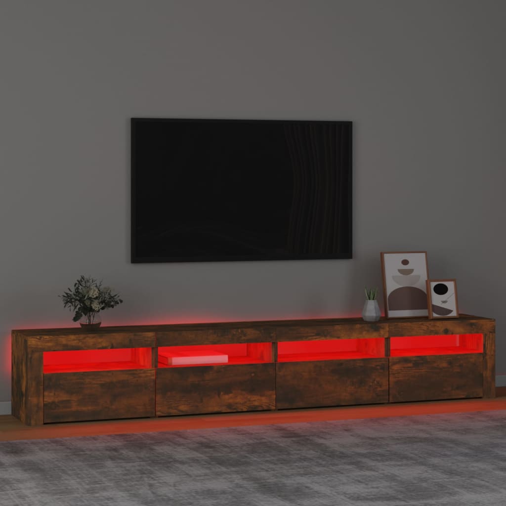 vidaXL TV-Schrank mit LED-Leuchten Räuchereiche 240x35x40 cm