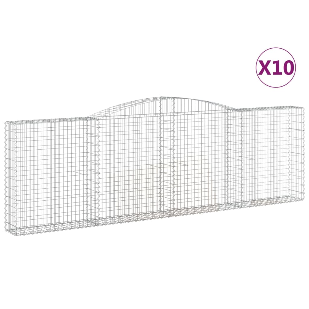 vidaXL Gabionen mit Hochbogen 10Stk. 400x30x120/140cm Verzinktes Eisen