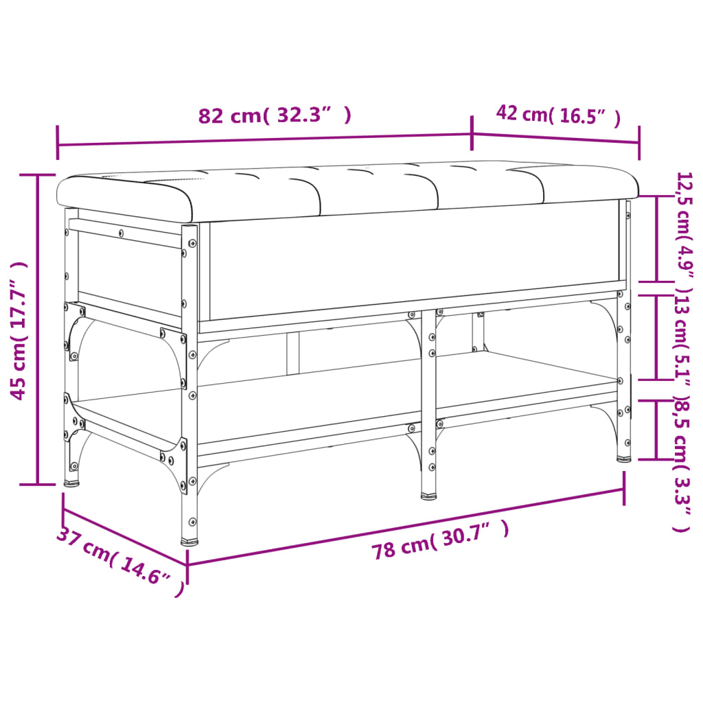 vidaXL Schuhbank Braun Eichen-Optik 82x42x45 cm Holzwerkstoff