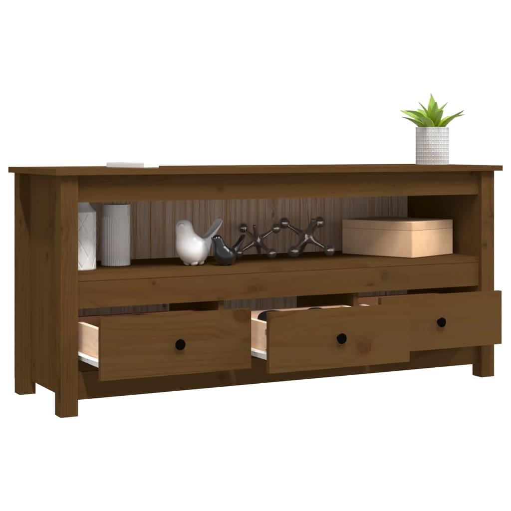 vidaXL TV-Schrank Honigbraun 114x35x52 cm Massivholz Kiefer