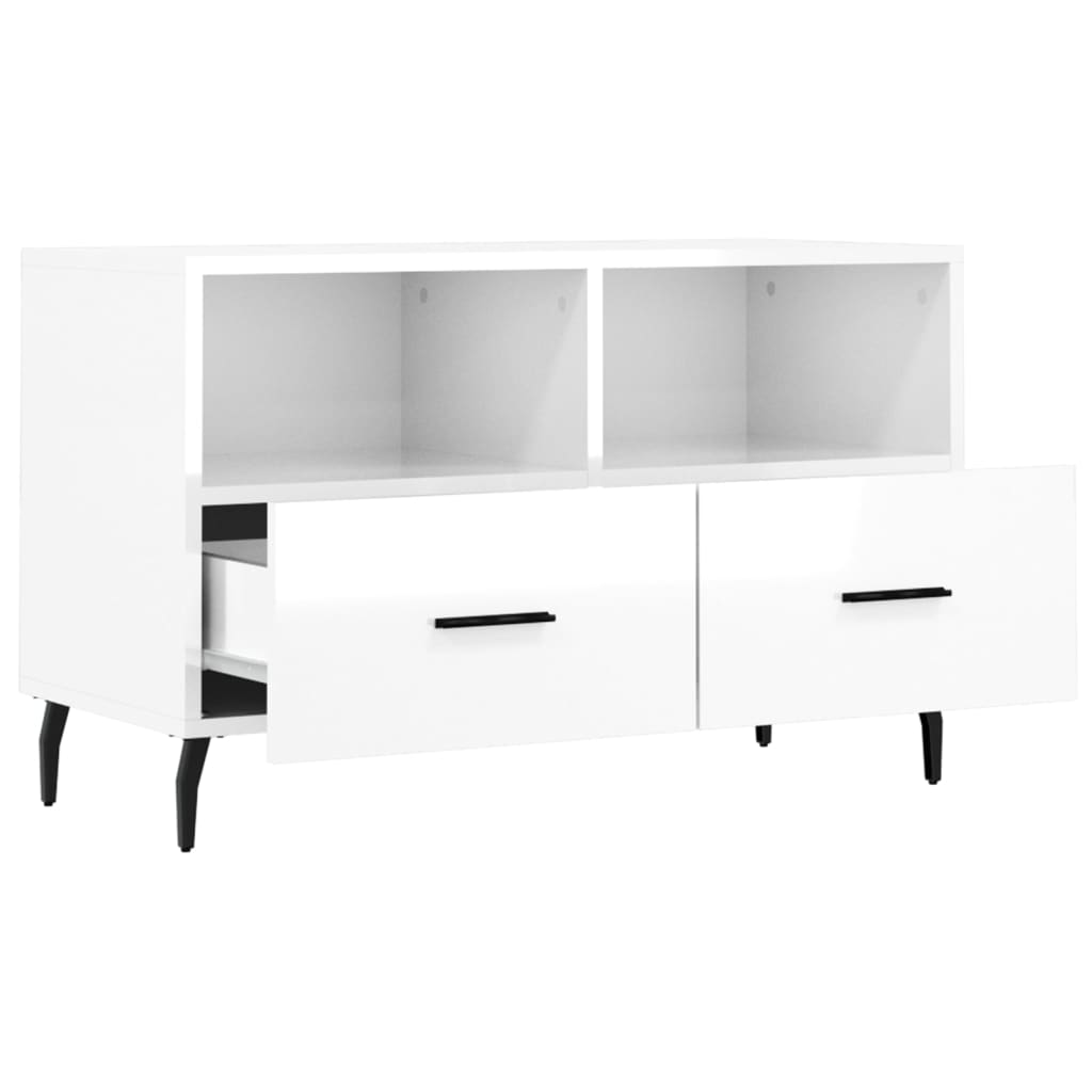 vidaXL TV-Schrank Hochglanz-Weiß 80x36x50 cm Holzwerkstoff