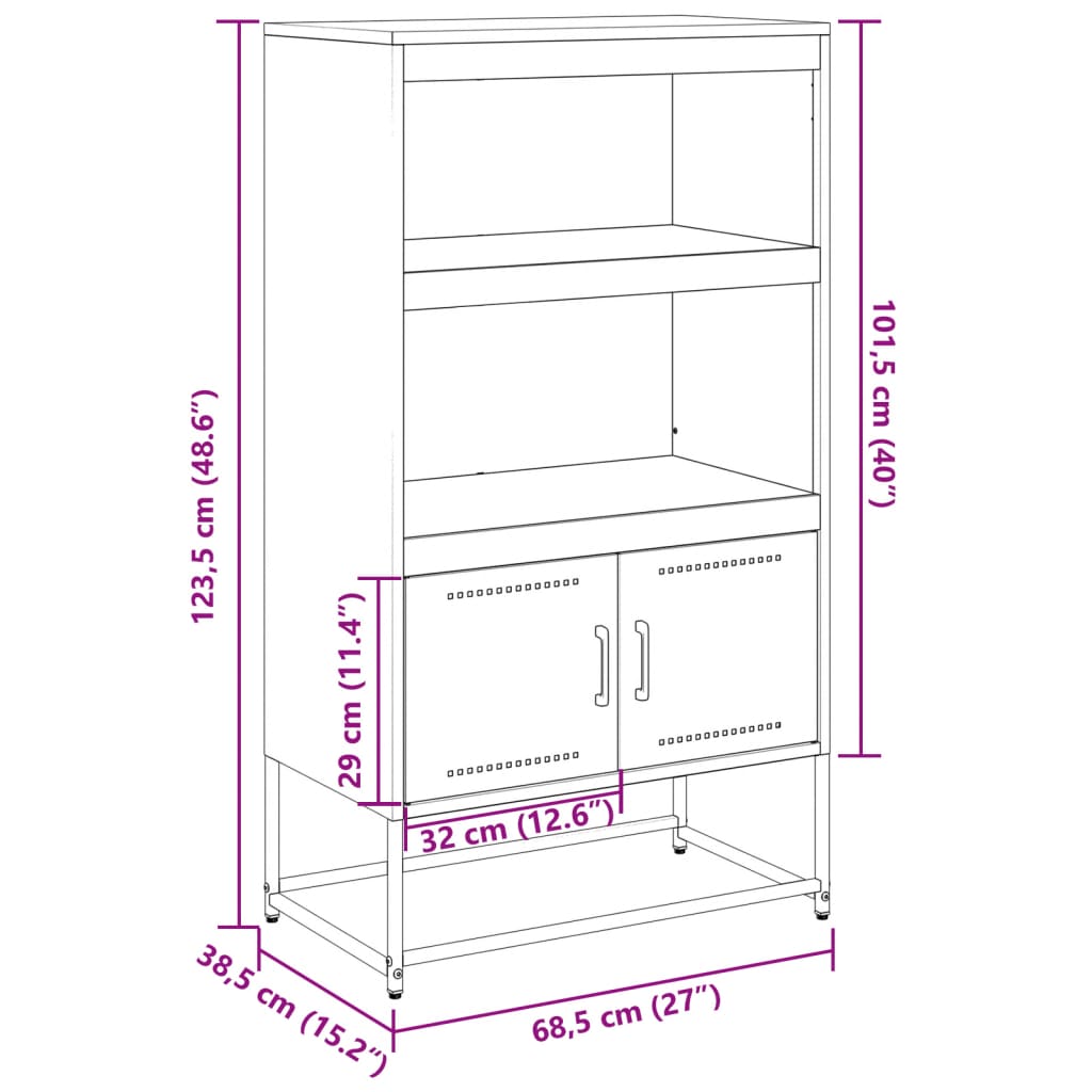 vidaXL TV-Schrank Anthrazit 100,5x39x60,5 cm Stahl