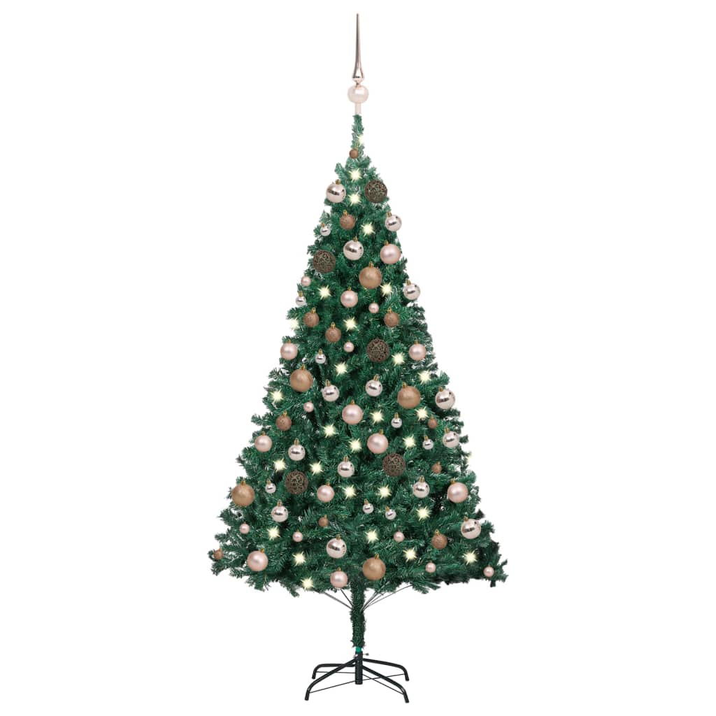 vidaXL Künstlicher Weihnachtsbaum mit Beleuchtung & Kugeln Grün 180 cm