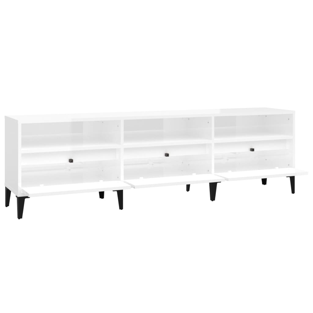 vidaXL TV-Schrank Hochglanz-Weiß 150x30x44,5 cm Holzwerkstoff