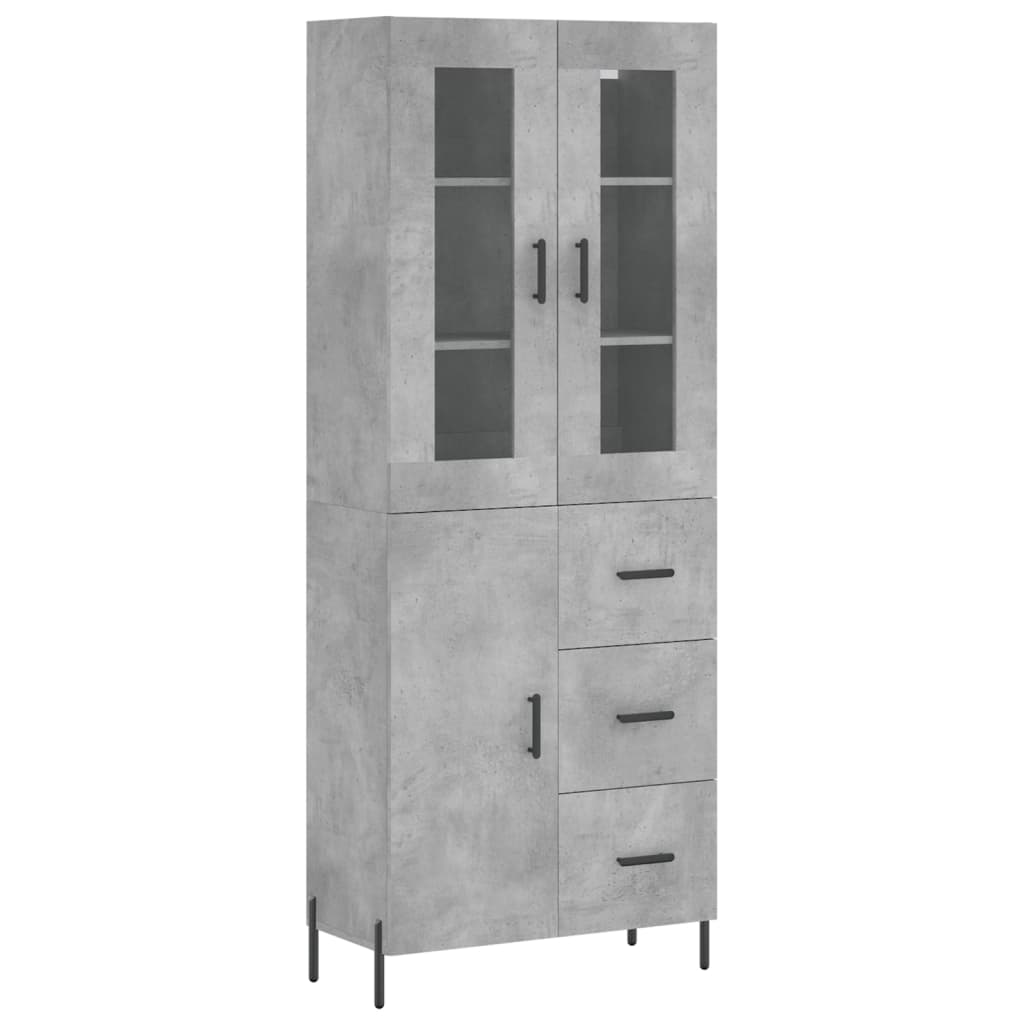 vidaXL Highboard Betongrau 69,5x34x180 cm Holzwerkstoff