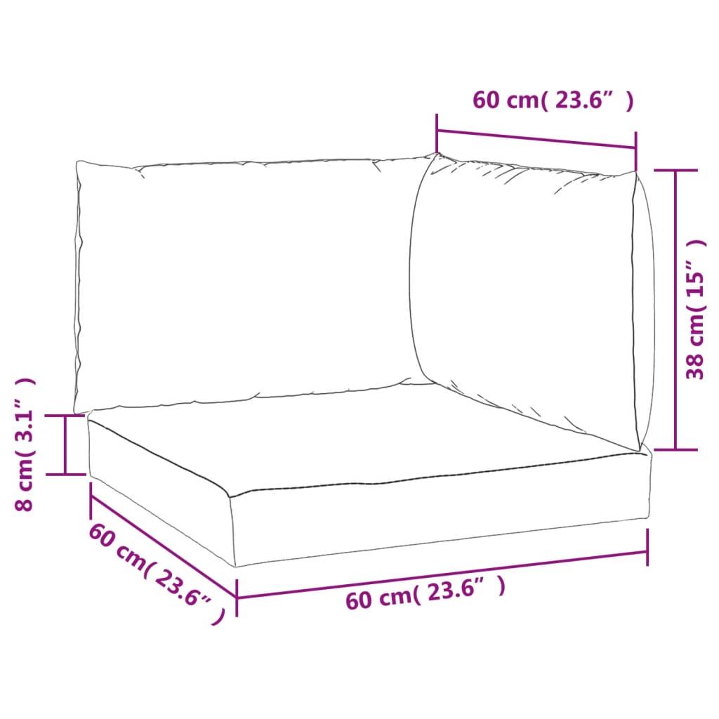 vidaXL Palettenkissen 3 Stk. Rosa Oxford-Stoff