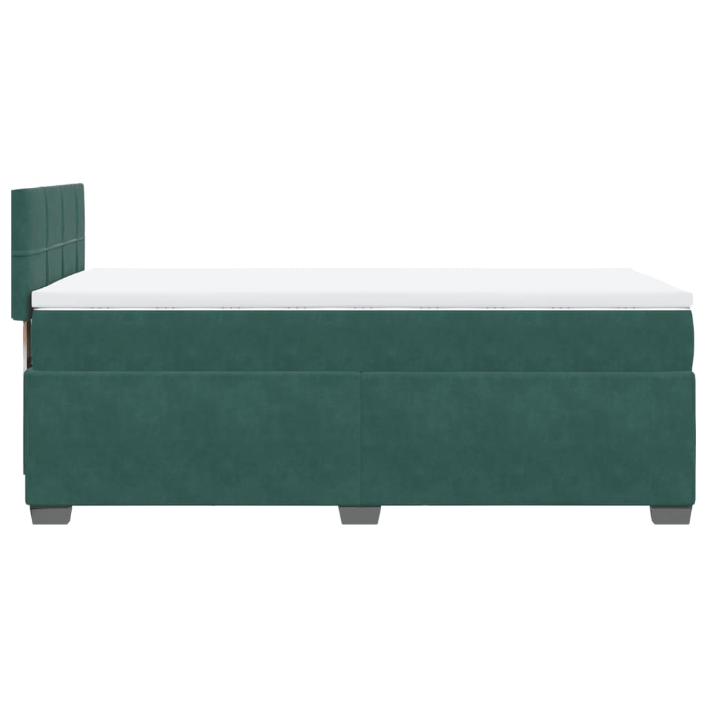 vidaXL Boxspringbett mit Matratze Dunkelgrün 100x200 cm Samt