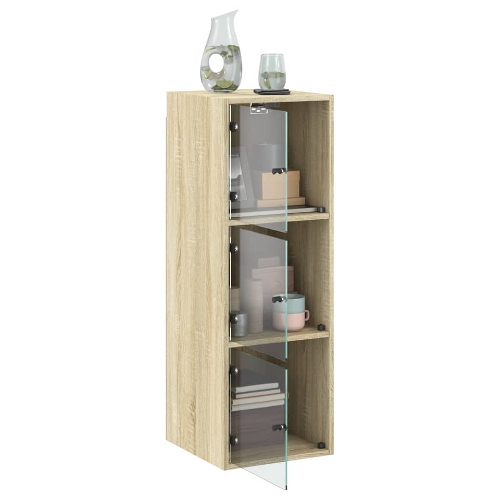 vidaXL Wandschrank mit Glastüren Sonoma-Eiche 35x37x100 cm