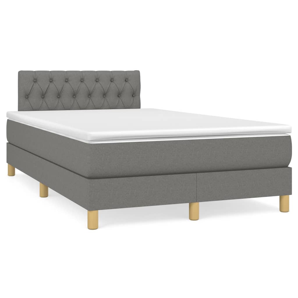 vidaXL Boxspringbett mit Matratze & LED Dunkelgrau 120x190 cm Stoff