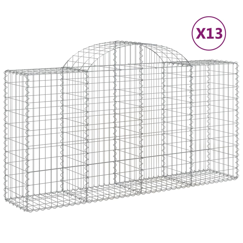 vidaXL Gabionen mit Hochbogen 13 Stk 200x50x100/120cm Verzinktes Eisen