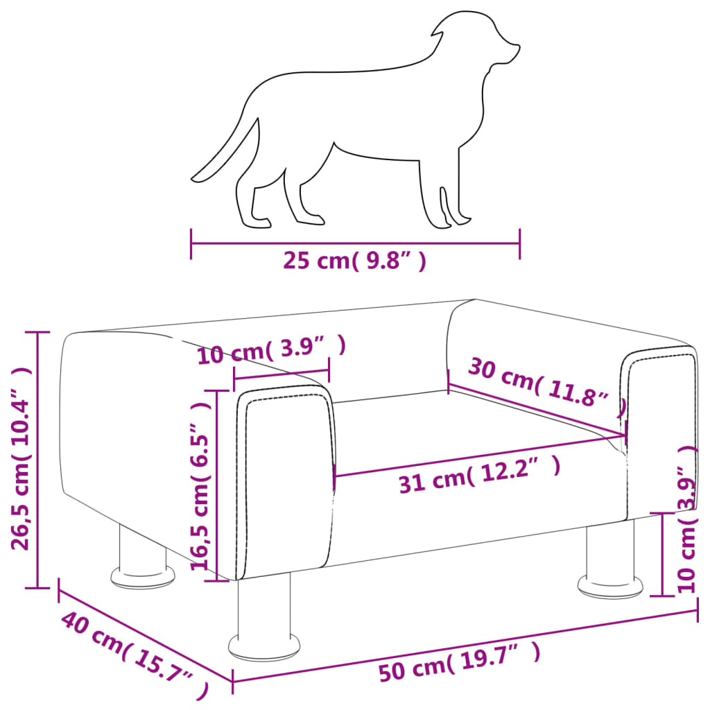 vidaXL Hundebett Schwarz 50x40x26,5 cm Samt