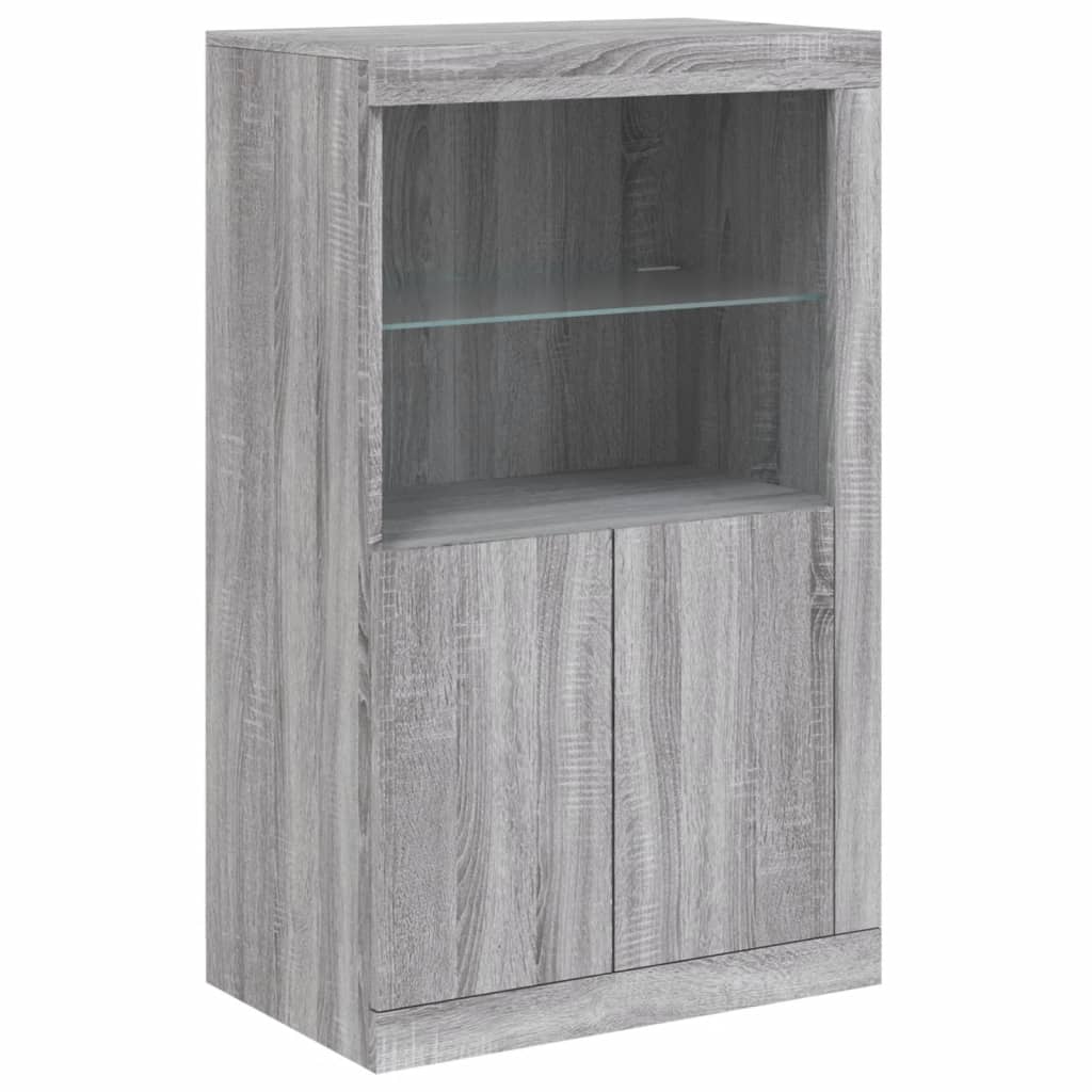 vidaXL Sideboard mit LED-Leuchten Grau Sonoma 283x37x100 cm