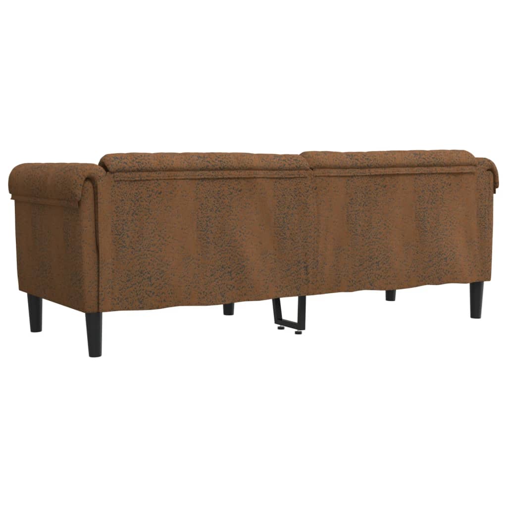 vidaXL 3-Sitzer Sofa Braun Kunstleder Wildleder-Optik