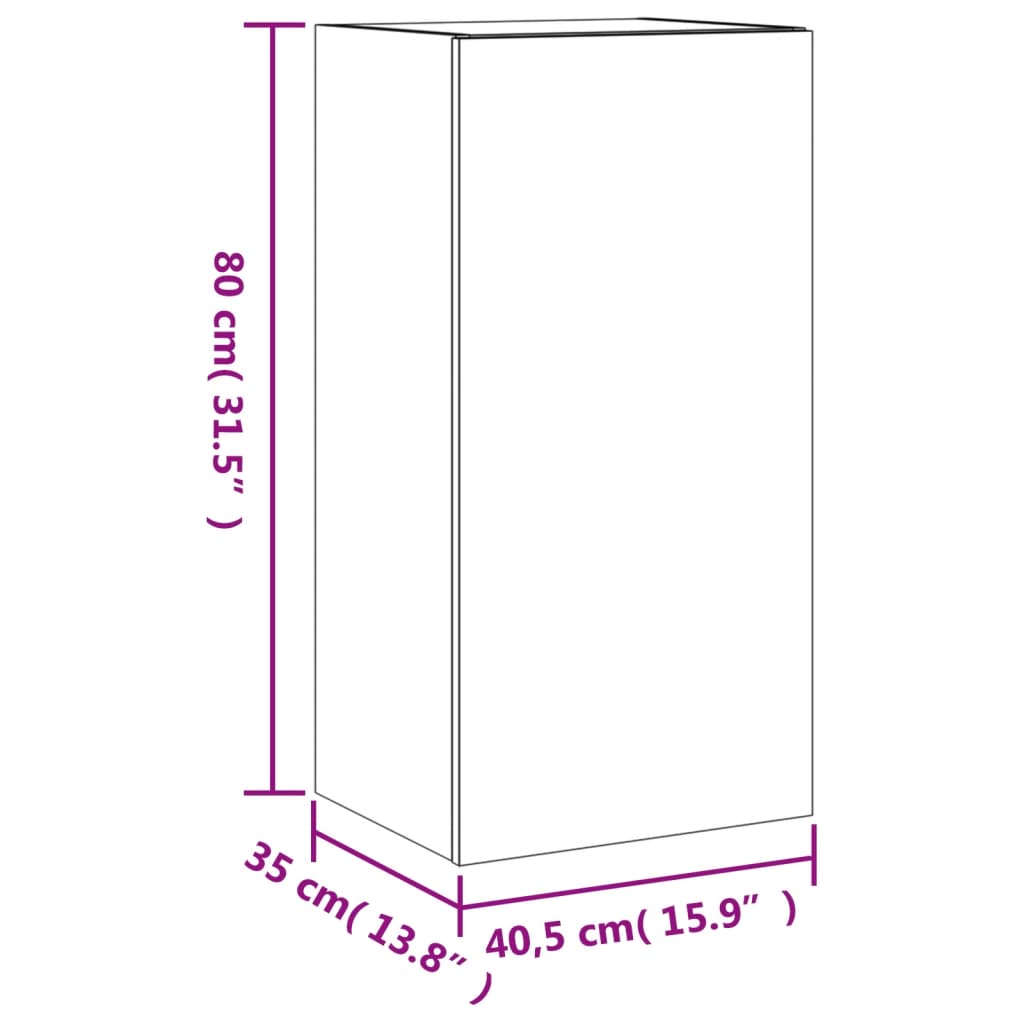 vidaXL TV-Wandschrank mit LED-Leuchten Weiß 40,5x35x80 cm