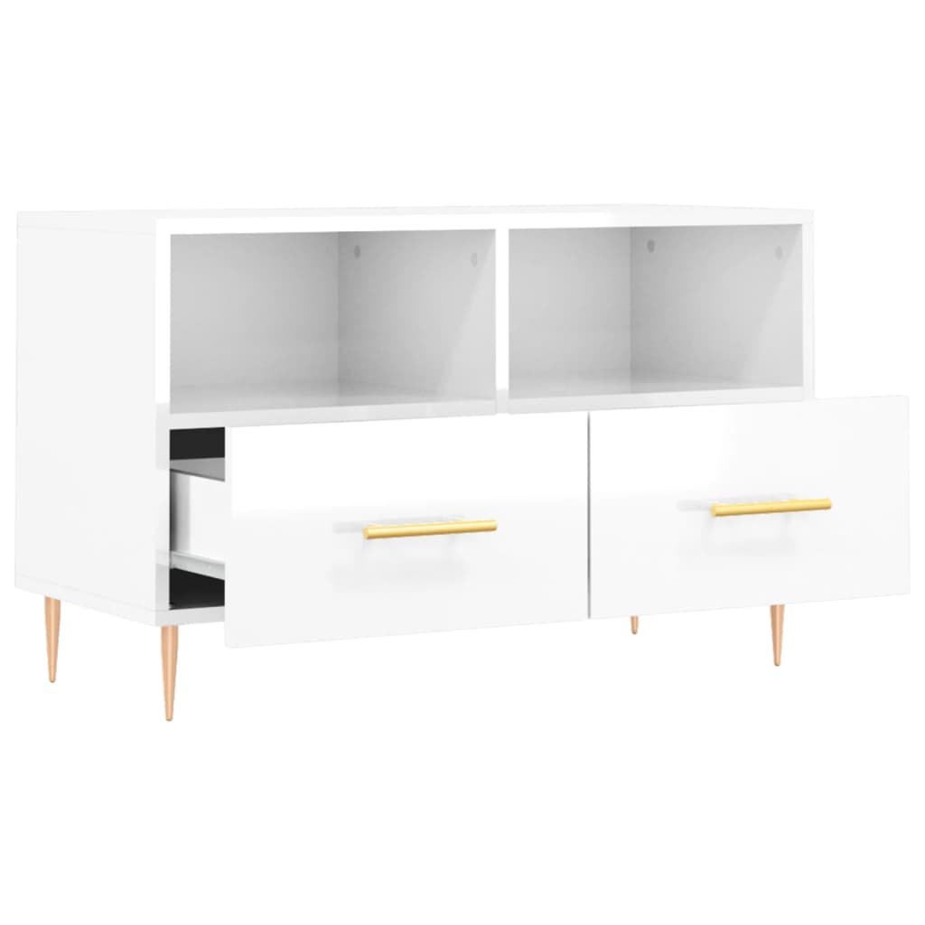 vidaXL TV-Schrank Hochglanz-Weiß 80x36x50 cm Holzwerkstoff