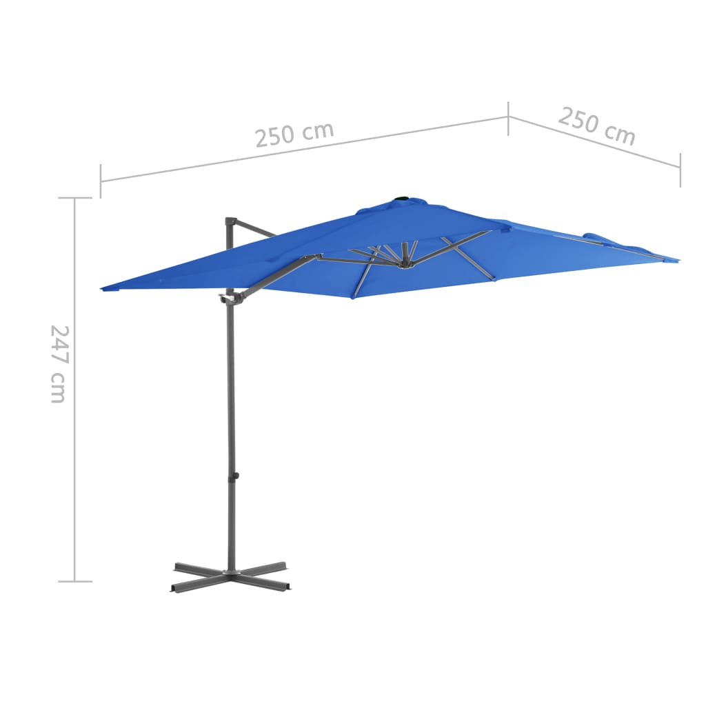 vidaXL Ampelschirm mit Stahl-Mast 250x250 cm Azurblau