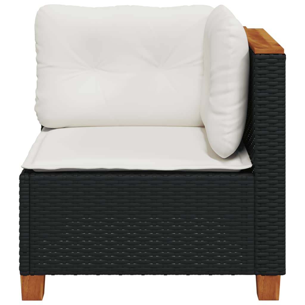 vidaXL Garten-Ecksofa mit Kissen Schwarz Poly Rattan