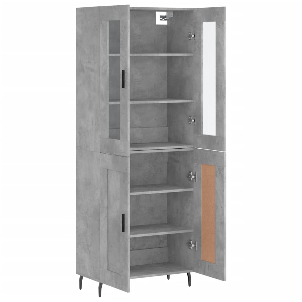 vidaXL Highboard Betongrau 69,5x34x180 cm Holzwerkstoff