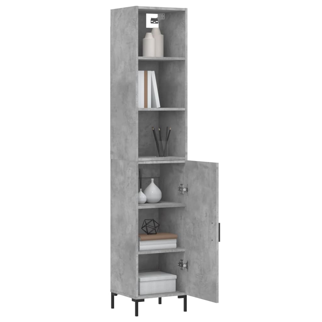 vidaXL Highboard Betongrau 34,5x34x180 cm Holzwerkstoff