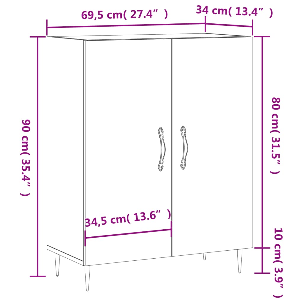 vidaXL Sideboard Räuchereiche 69,5x34x90 cm Holzwerkstoff