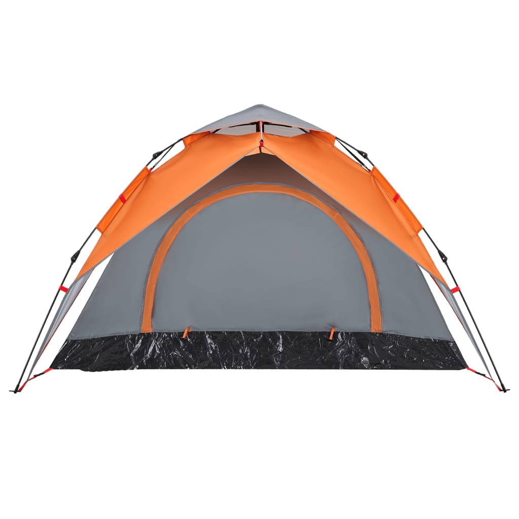 vidaXL Kuppel-Campingzelt 3 Personen Grau und Orange Quick Release