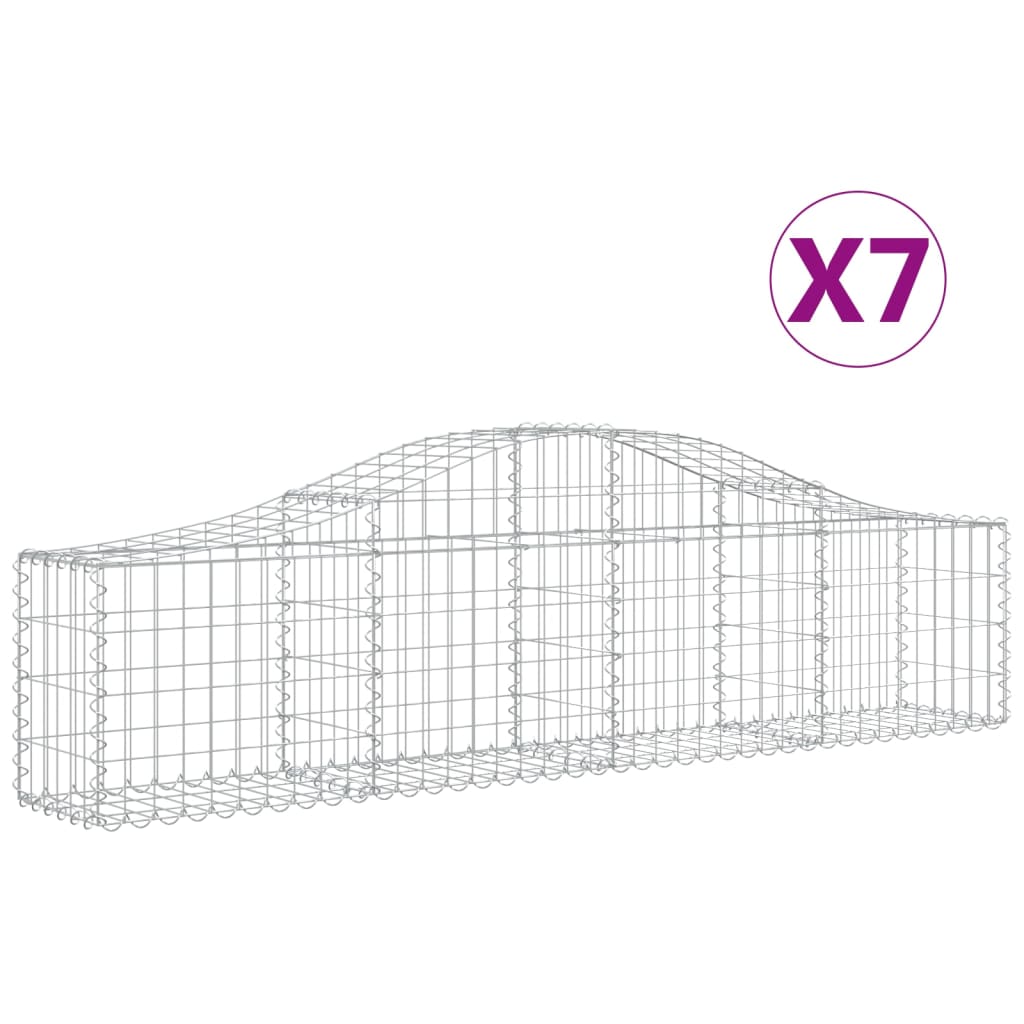 vidaXL Gabionen mit Hochbogen 7 Stk. 200x30x40/60 cm Verzinktes Eisen