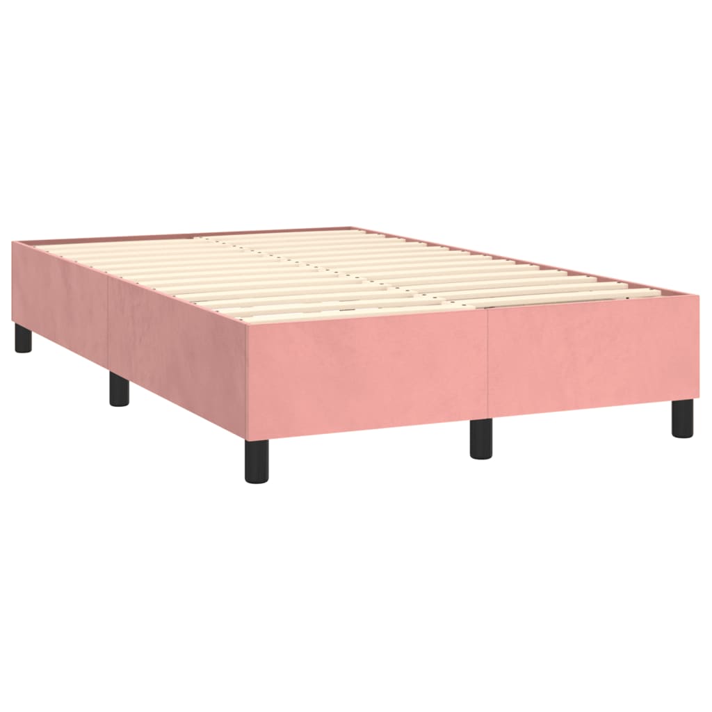 vidaXL Boxspringbett mit Matratze Rosa 120x200 cm Samt