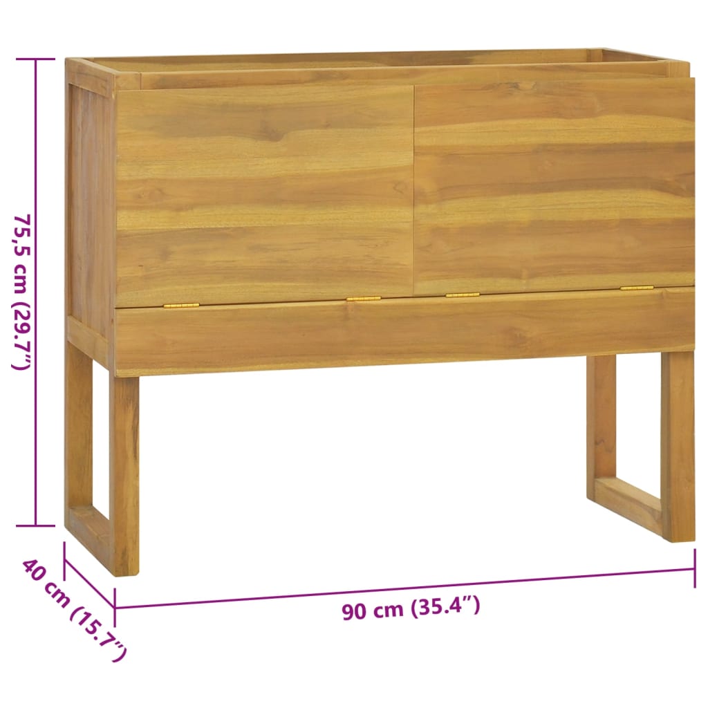 vidaXL Badschrank 90x40x75,5 cm Massivholz Teak