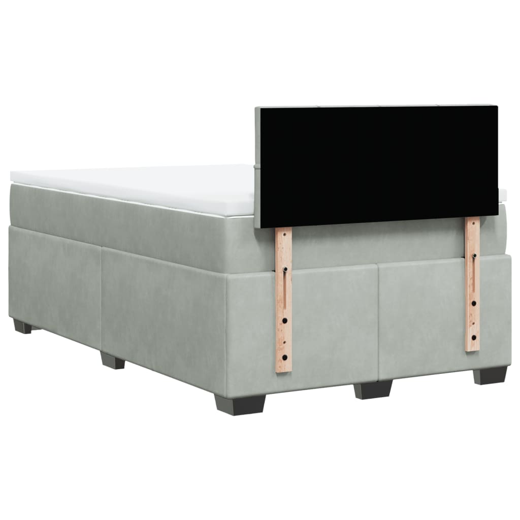 vidaXL Boxspringbett mit Matratze Hellgrau 120x190 cm Samt