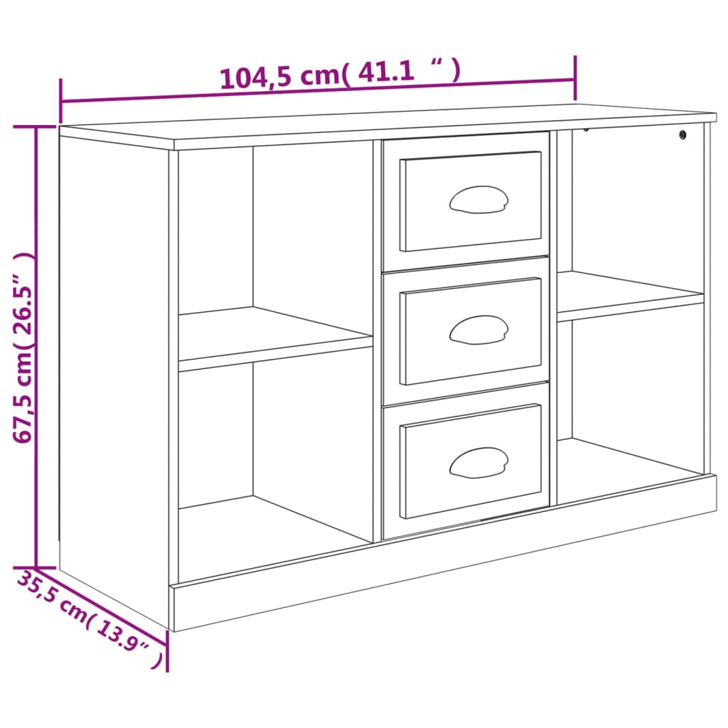 vidaXL Sideboard Grau Sonoma 104,5x35,5x67,5 cm Holzwerkstoff