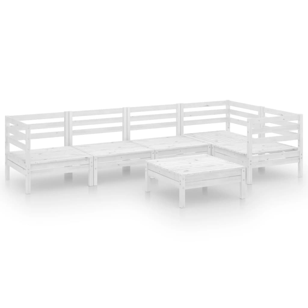 vidaXL 6-tlg. Garten-Lounge-Set Massivholz Kiefer Weiß