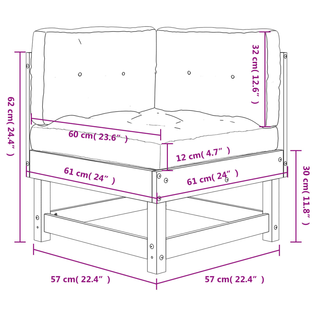 vidaXL Ecksofa mit Kissen Massivholz Kiefer