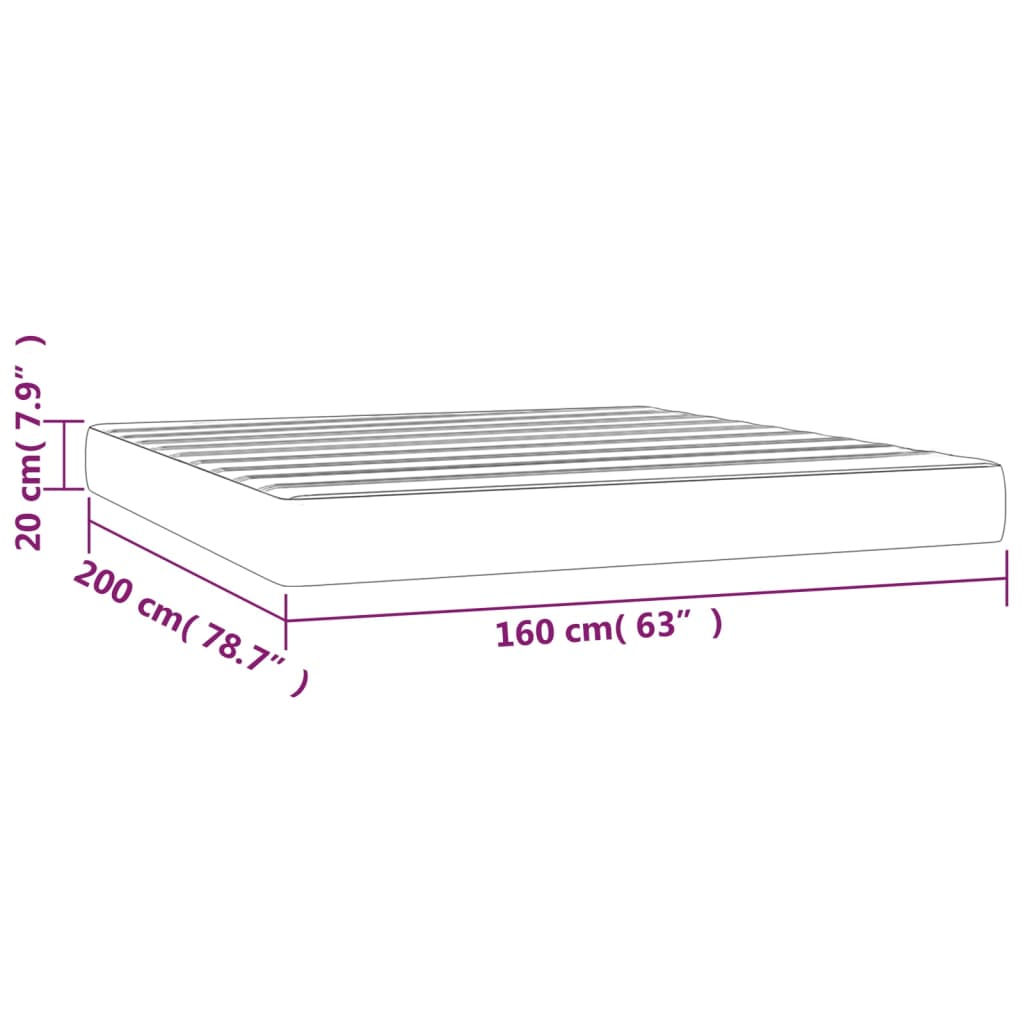 vidaXL Taschenfederkernmatratze Hellgrau 160x200x20 cm Samt