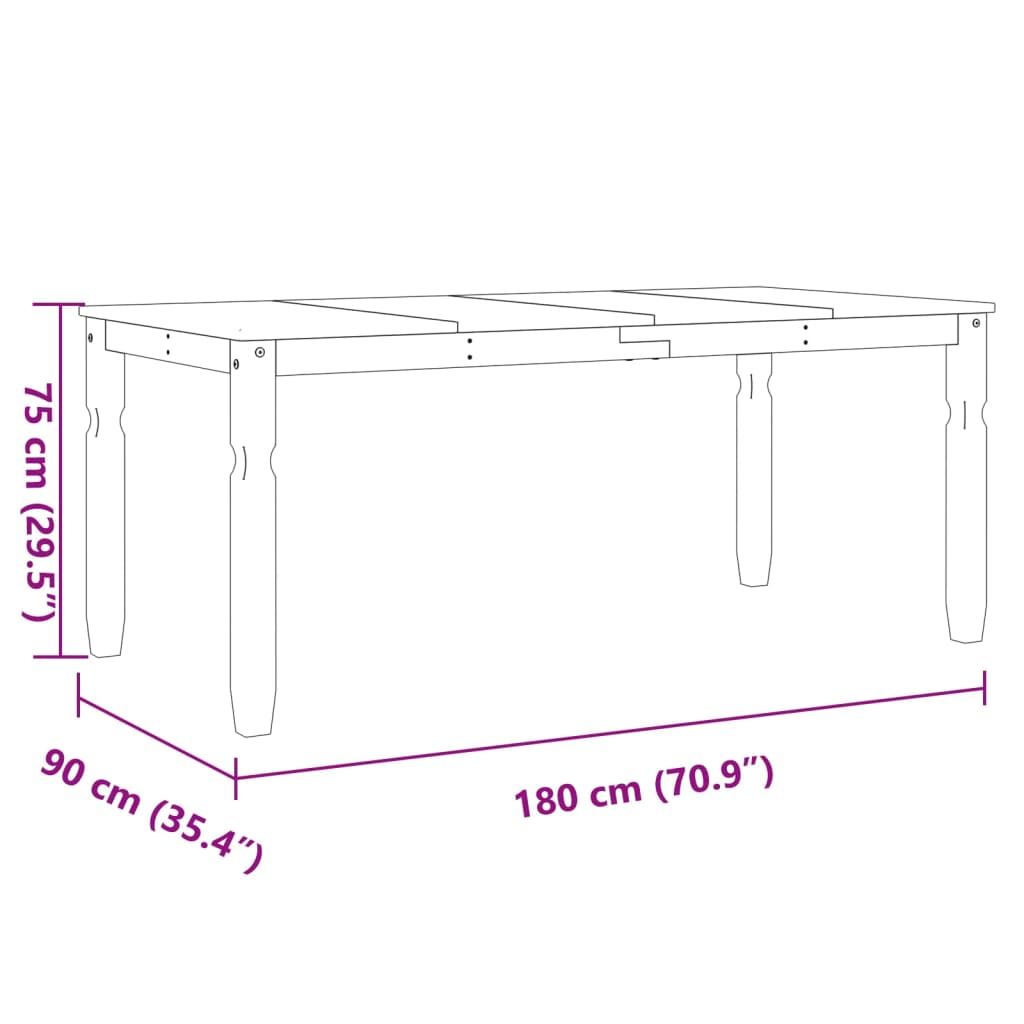 vidaXL Esstisch Corona Weiß 180x90x75 cm Massivholz Kiefer