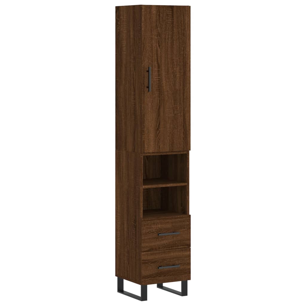 vidaXL Highboard Braun Eichen-Optik 34,5x34x180 cm Holzwerkstoff