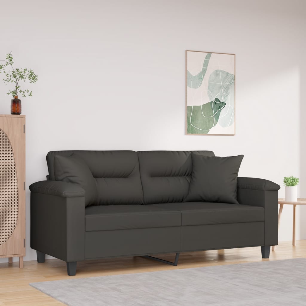 vidaXL 2-Sitzer-Sofa mit Kissen Dunkelgrau 140 cm Mikrofasergewebe