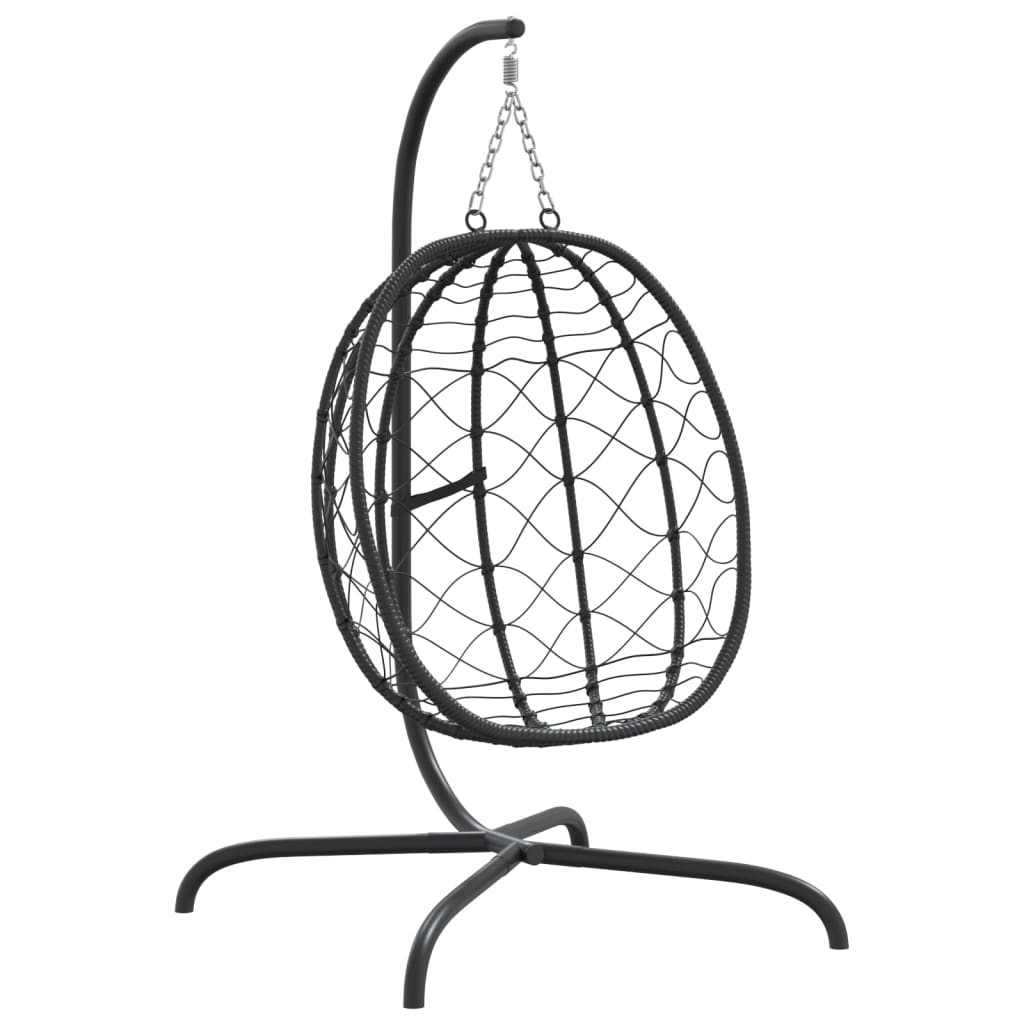 vidaXL Hängesessel Ei mit Kissen Anthrazit Poly Rattan & Stahl