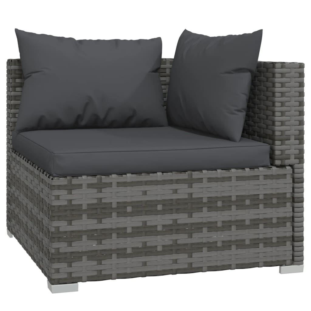 vidaXL 8-tlg. Garten-Lounge-Set mit Kissen Poly Rattan Grau