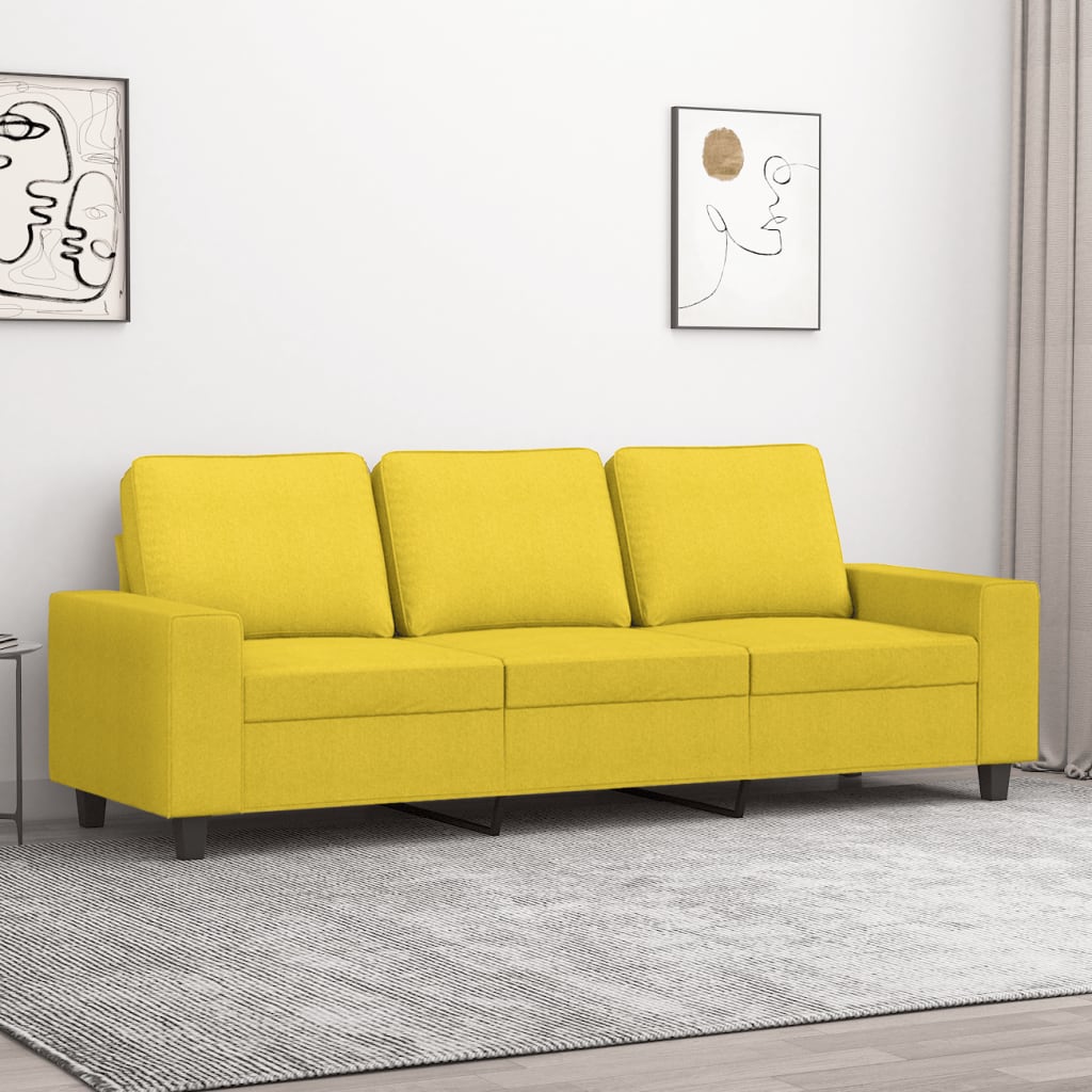 vidaXL 3-Sitzer-Sofa Hellgelb 180 cm Stoff